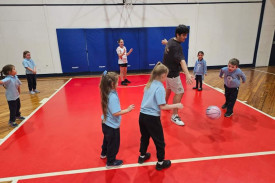 Gilgandra Junior Basketball’s Mini-Ballers in action last week.