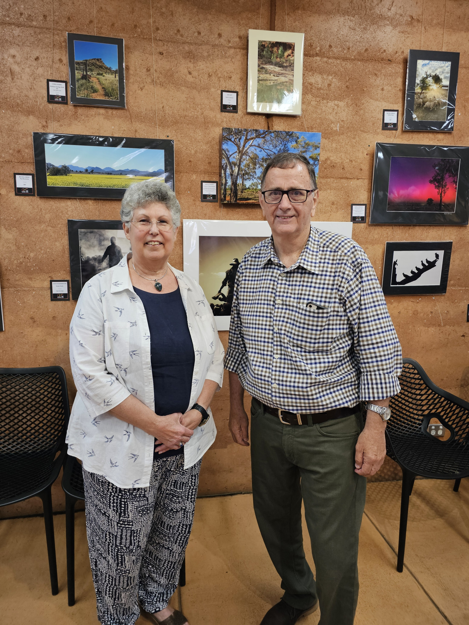 Narelle Rodway with Gilgandra Shire Council’s mayor Doug Batten who officially opened the new photography exhibition on Saturday.