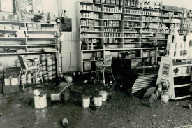 Bill Smith’s Central Stores after the 1955 flood.