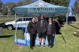 Shay Naden, Jason Newman and Gwen Troutman-Weir from Bila Muuji Aboriginal Corporation Health Service.