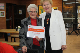 President Hilda Newstead with patron Deirdre Duncan, who received her certificate for 45 years of service.