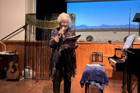 Judy Shalhoub welcomed the audience and spoke about the Concert Grand Piano’s history.