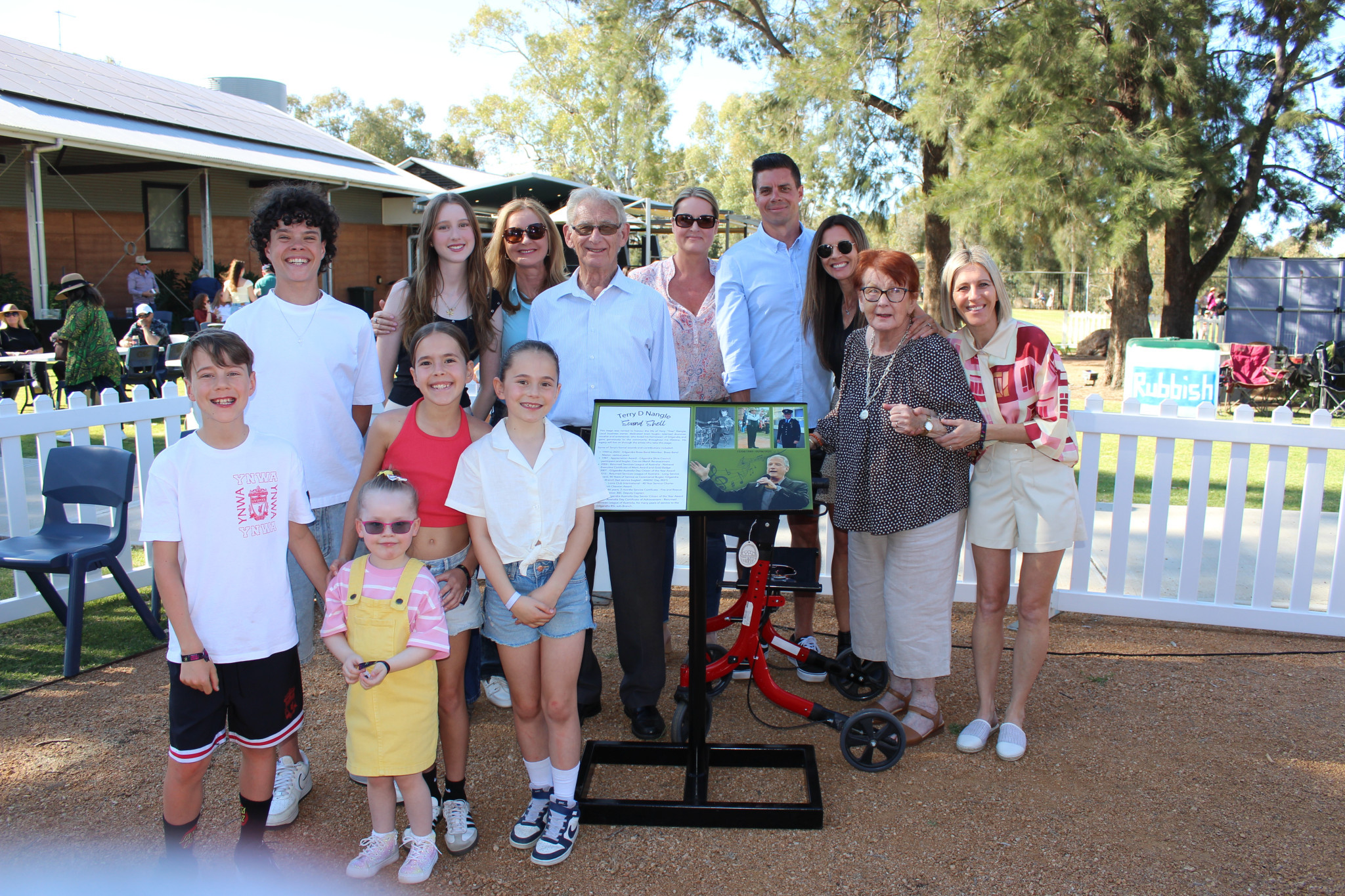 Nangle family members with the commemorative plaque that will be installed at the Gilgandra Cultural Precinct.