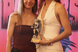 Coaches award (Wendy Brown, right) presented by captain Kiara Brown (left).