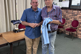 C Grade Club Champion Lex Scotti with sponsor Peter Lummis.