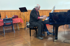 Dr Patrick Giltrap (“Gilgandra’s newest piano performer”) during his entertaining performance.