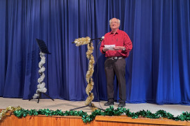 Dr Patrick Giltrap performing ‘Hello Mother, Hello Father’.