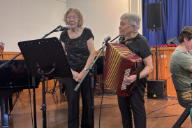 Sisters Naomi McCutcheon and Janet Cheal performing ‘Bush Night’.