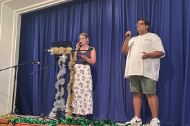Nicole Crisp and Cameron Wendt during their duet of ‘The Prayer’.