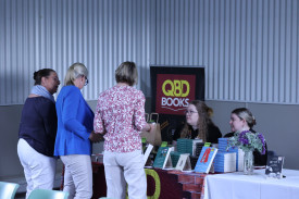 Browsing books.