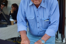 Doug Smith with his leather products.