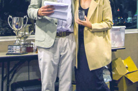 Coach Mills with Flamin’ Galahs Coaches Award recipient Sharan Steedman.