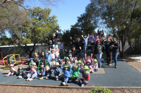 Aussie Kindies ran a gold coin collection for Jeans for Genes, as well as selling popcorn snacks. Photo by The Gilgandra Weekly: Nicholas Croker.