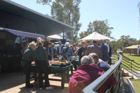 Despite the windy weather, guests enjoyed the sunny afternoon before lunch on the balcony behind the Coo-ee Heritage Centre. Drinks and a grazing table provided plenty of opportunity for socialising.