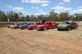 Fender Benders were first to race, pictured lined up in the pit before their event began.
