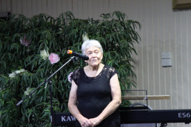 Janet Cheal played a trio of songs in tribute to Toss Nangle. She also accompanied most of the other performers along with her grandson Mitch Foran on bass guitar.