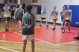 Junior Basketball Emu League in action last week during the introduction games.