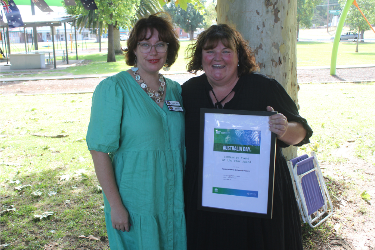 Community Event of the Year for 2025 nominee Jessica Reed (Cruisin’ into Christmas) and recipient Kristy Gale (Tooraweenah Show and Rodeo). Photo by The Gilgandra Weekly: Nicholas Croker.