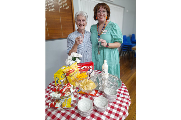 Helen Oates and president Jess Reed enjoying Korean cuisine and a trendy beverage. Photo supplied.