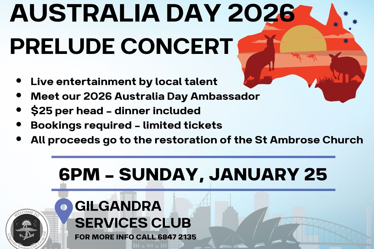 SOLD OUT - Australia Day Prelude Concert on tomorrow! - feature photo