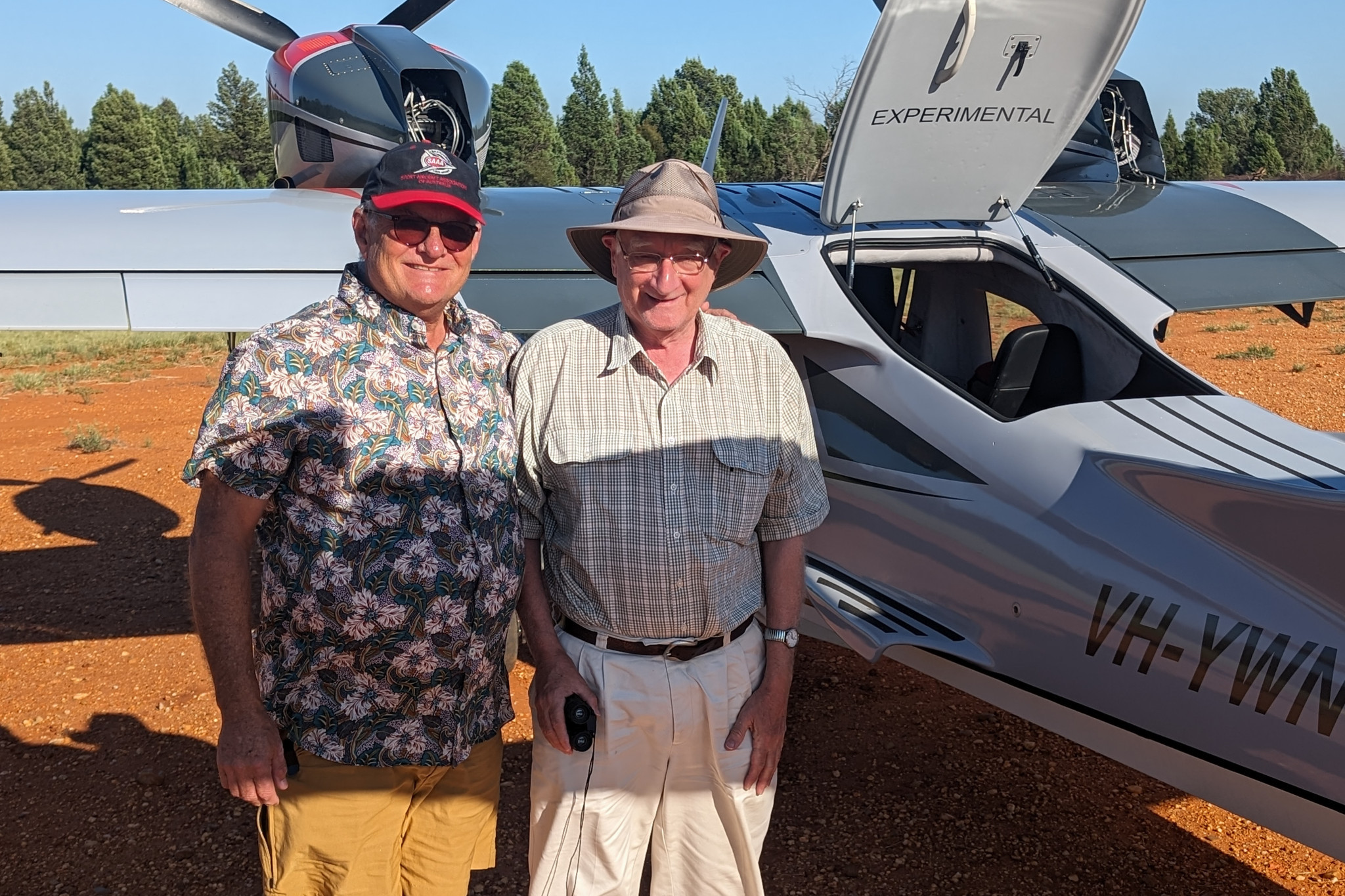 Dr Brett Thompson and Dr Patrick Giltrap recently took to the skies above Gilgandra. Inset: The two doctors in the cockpit of the Seabear L-45 Amphibian. Photos courtesy of Tim McClelland.