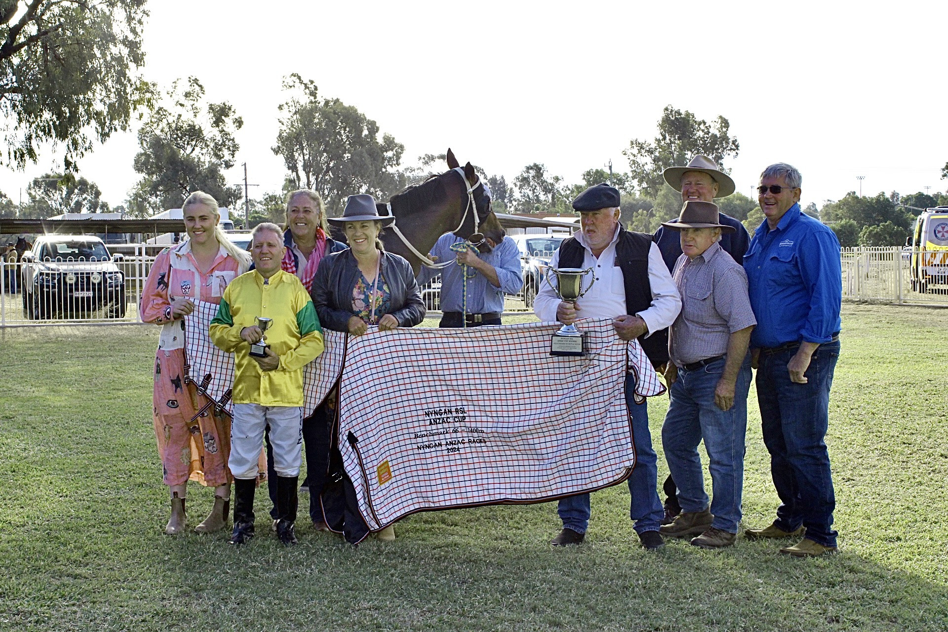 Connections of Nannu which won the Nyngan RSL Andac Day Cup. Photo by The Nyngan Weekly: Abigail McLaughlin.