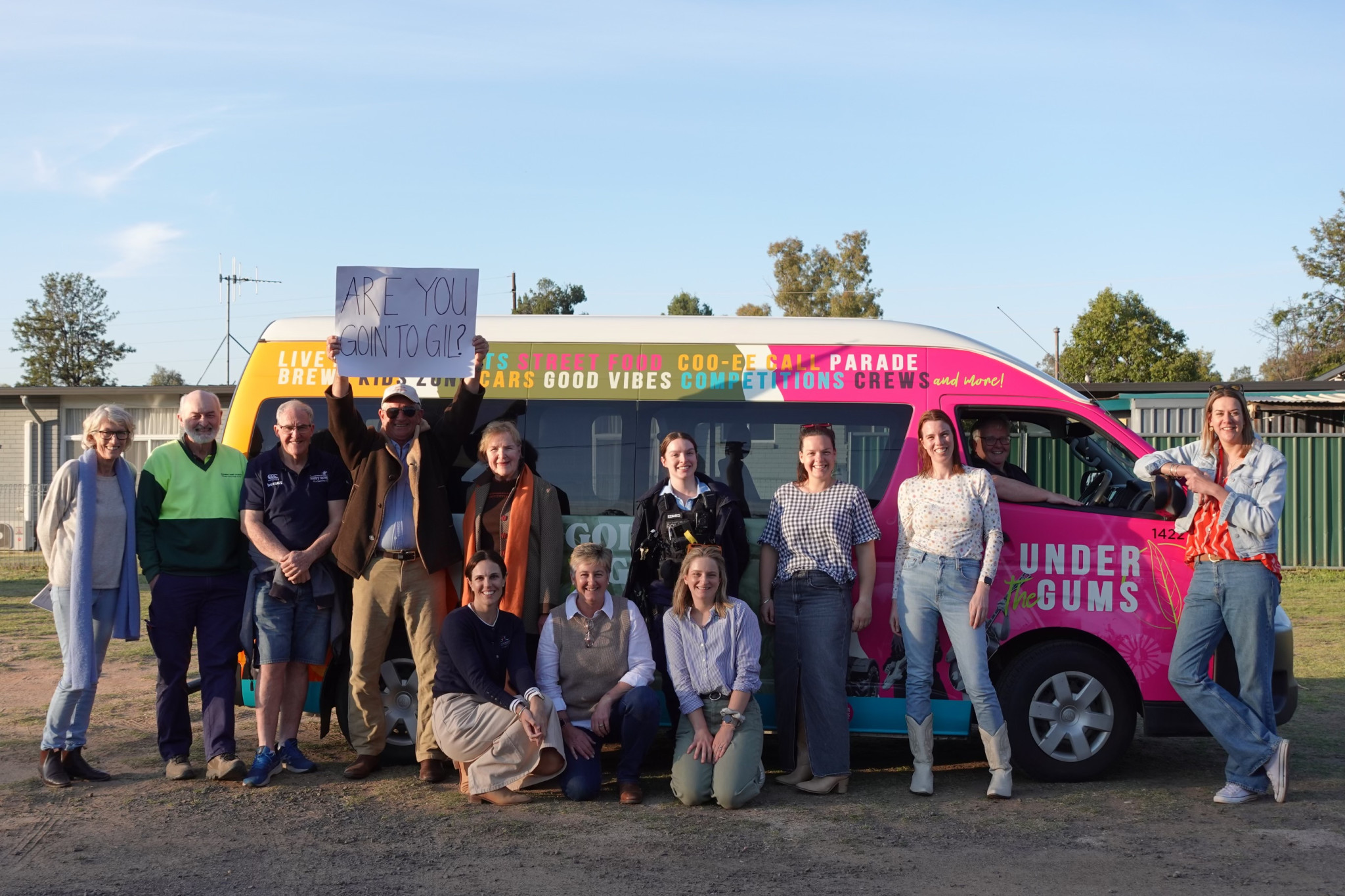 Are you Goin' to Gil? The festival committee picture in front of the new bus signage. Photos supplied.