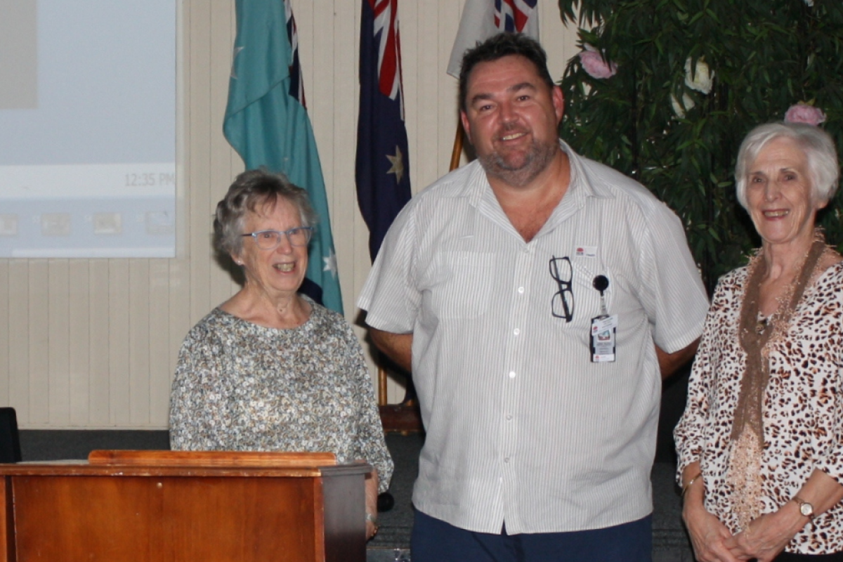 Guest speaker co-ordinator, Marg Zell with John Alchin, and Linda Wykes. Supplied.