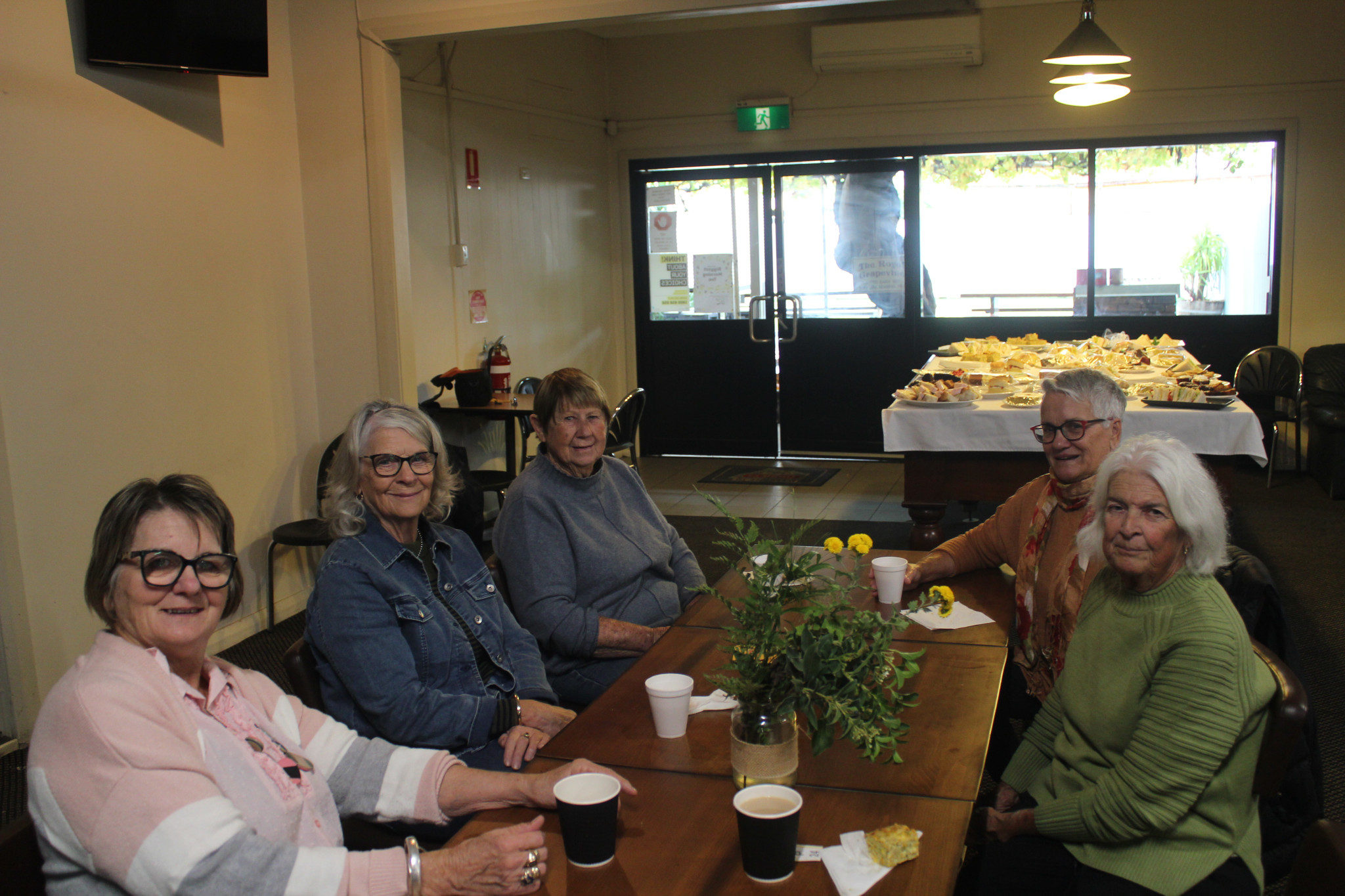 Plates and platters were warmly received by attendees at Peggy’s Biggest Morning Tea. Food was generous-ly provided by Peggy and other cooking eager guests. There was hardly any room left on the table!