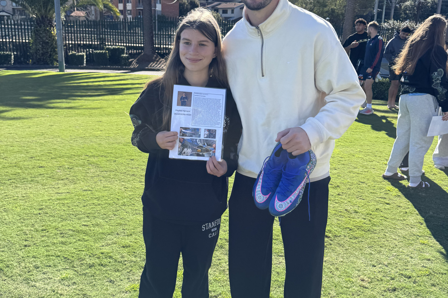 Gilgandra High School student, Haylee Harland, with Roosters fullback Cody Ramsey. Photo supplied.