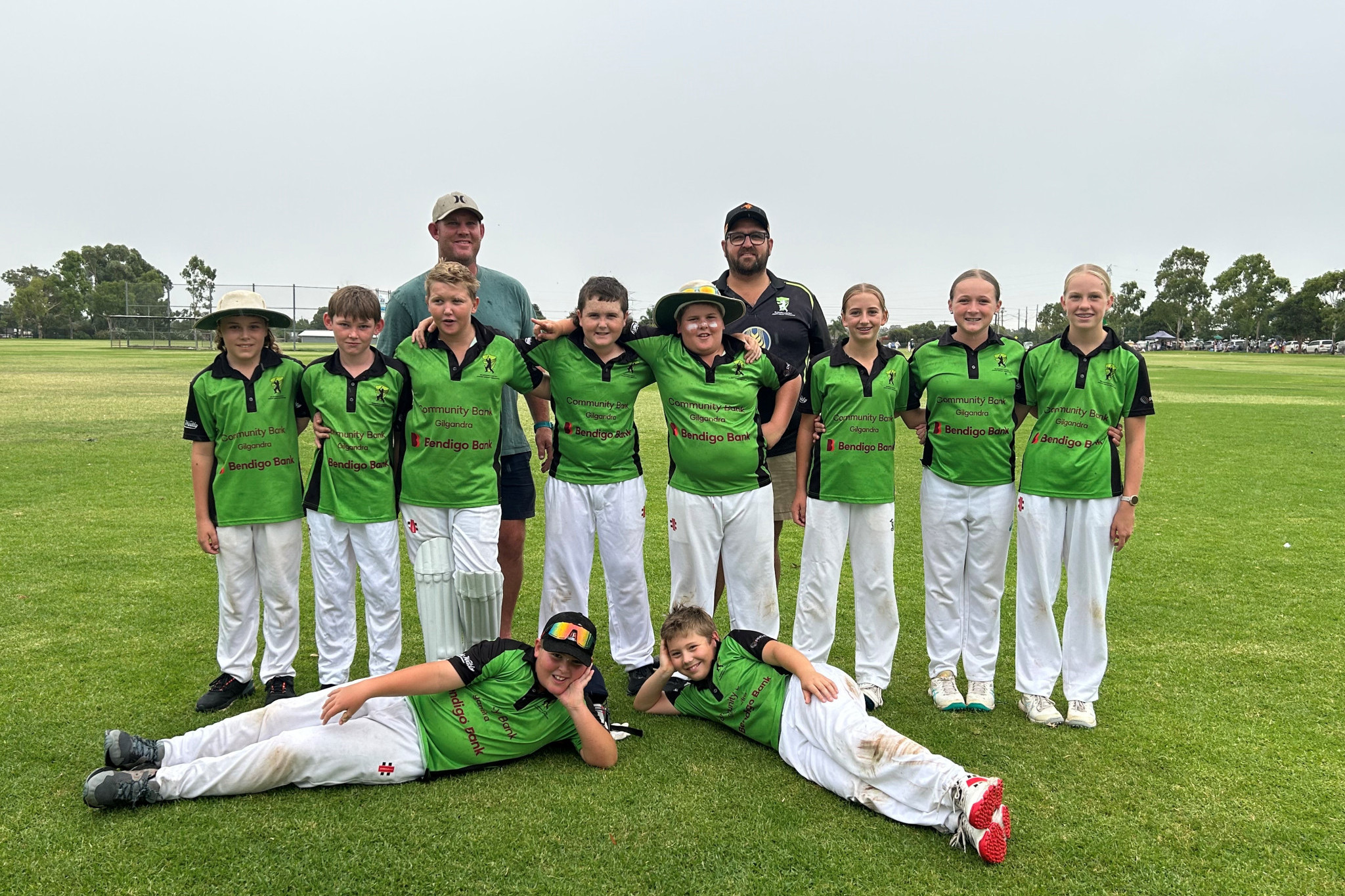 The Gilgandra Thunder 12A team have made it through to the Dubbo District grand final, pictured with coaches Ash Hazelton and Randall Medd. Photos supplied.