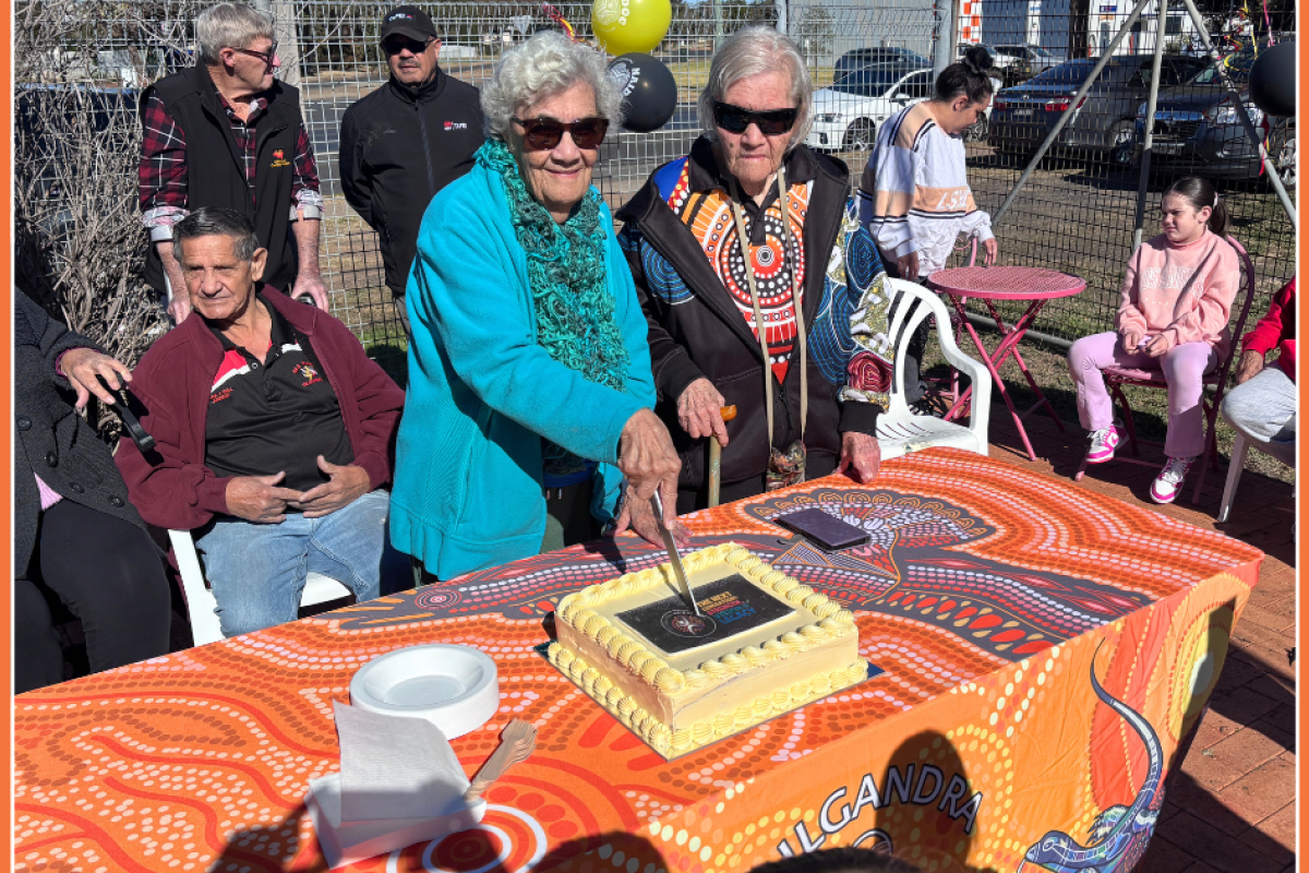 A special NAIDOC Week cake was cut by Aunty Kathy Bird and Aunty Phyllis Morgan.