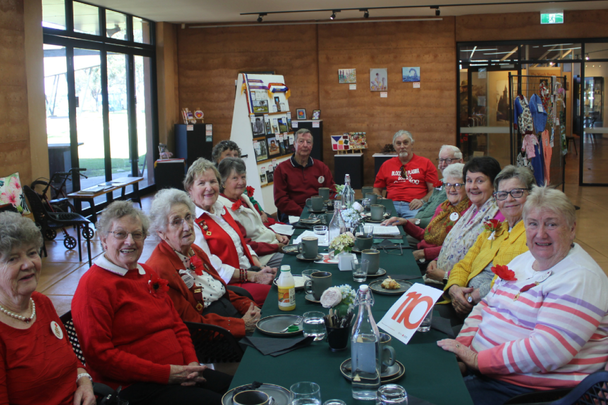 Members of Gilgandra Red Cross branch and attendees at an anniversary morning tea: Shirley Marks, Nan Nalder, Marj Josephs, Hilda Newstead, Marion MacKenzie, Marion Cox, Jeff Marks, Kerry Felstead, Roy and Deirdre Duncan, Chris Horan, Robyn Harris, and Anne Armstrong. Photo by The Gilgandra Weekly: Nicholas Croker.