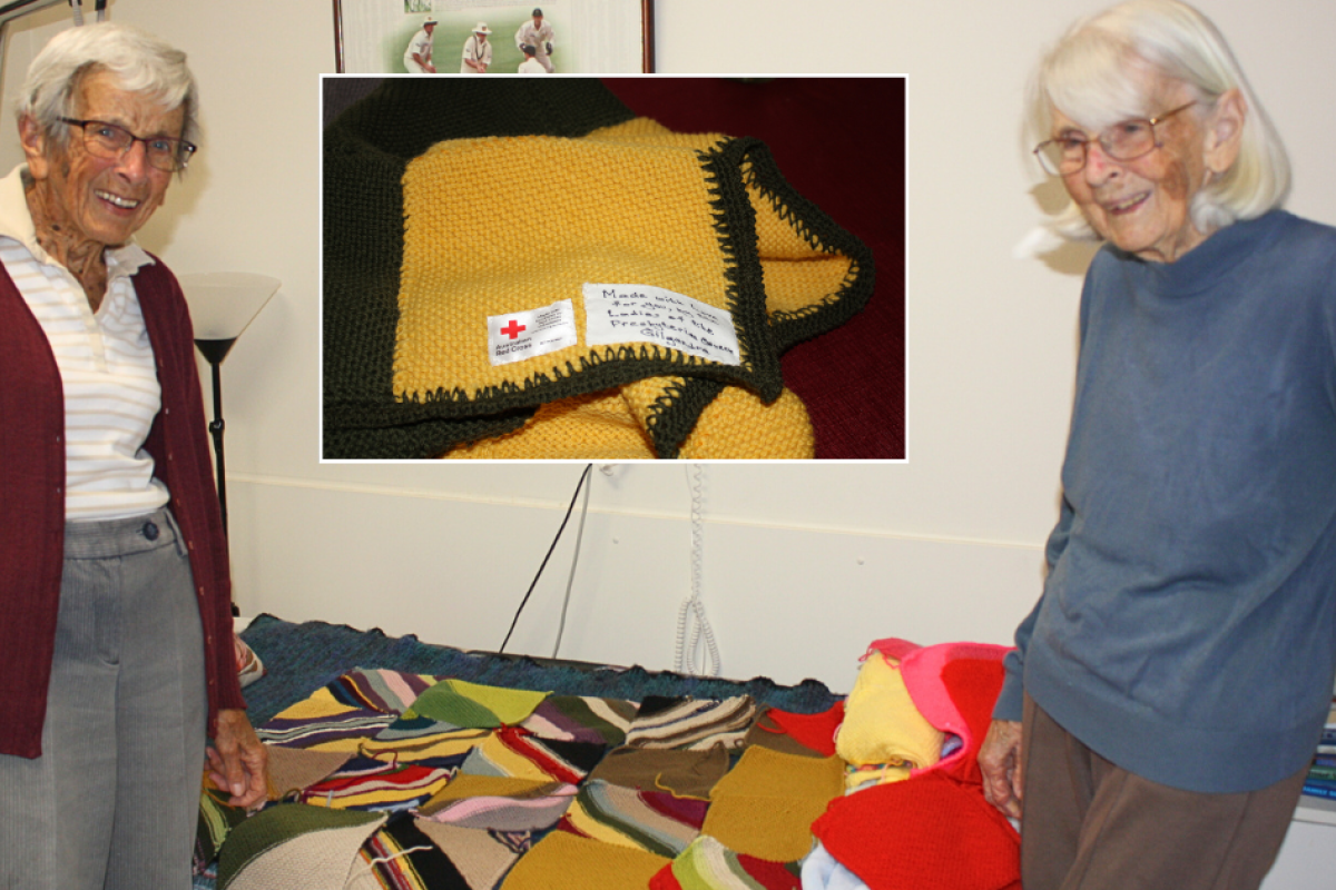 Pat and Beryl planning the next special knee rug.