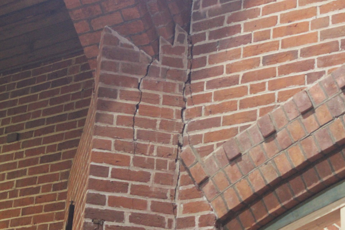 An example of the structural damage inside St Ambrose Memorial Church. Photo by The Gilgandra Weekly: Nicholas Croker