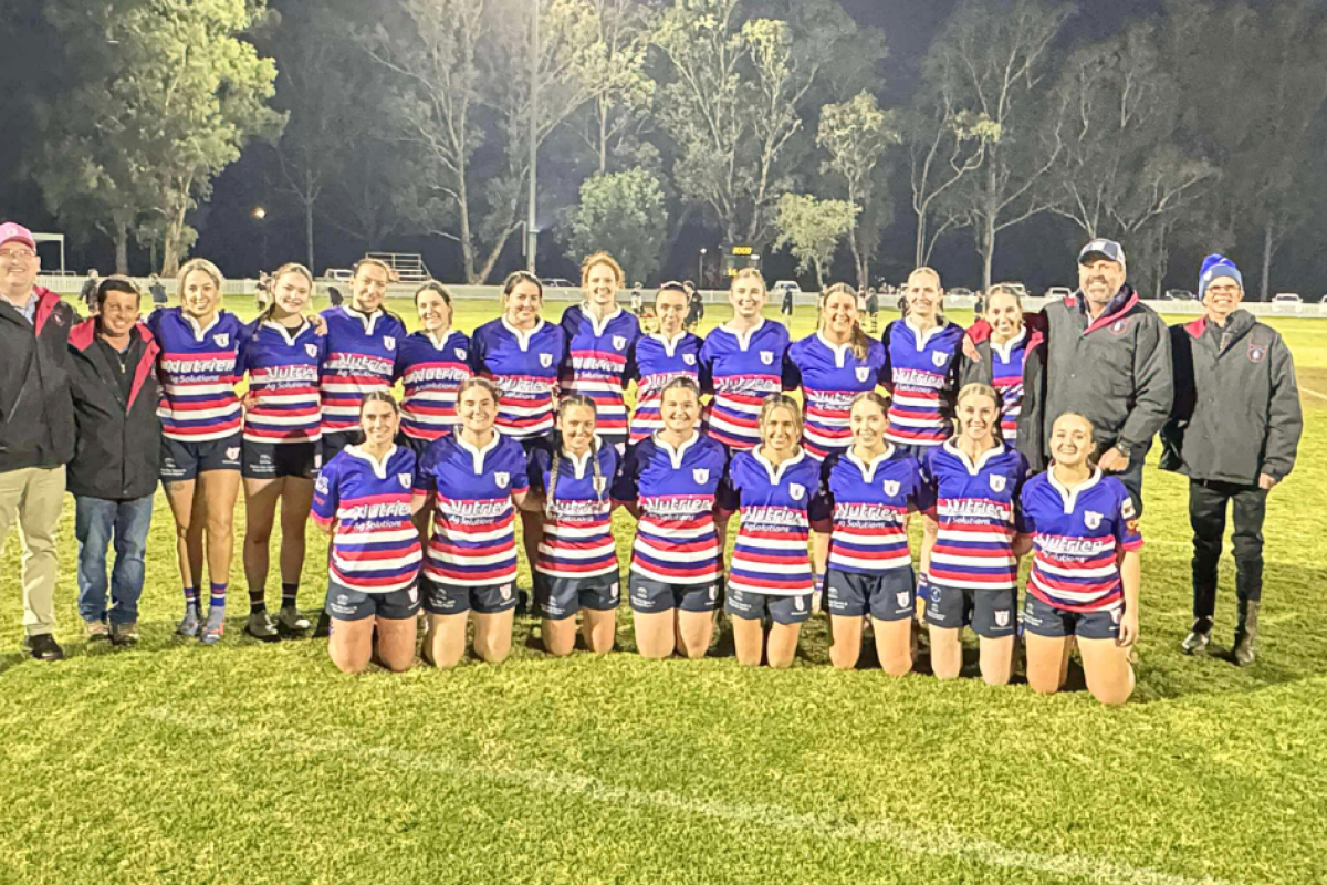 The Gulargambone Flamin’ Galahs after their 55-0 win against Warren on Friday night. Photo supplied.