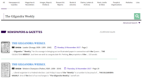 Find historical copies of The Gilgandra Weekly on Trove