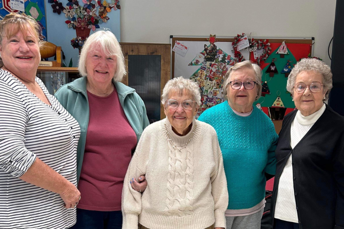 Denise Gall with members of the Gilgandra Hospital Activity Group - Marj Beaton, Pauline Walker, Pat Frecklington and Yvonne Logan - who recenetly donated to help those in need in Bali. Photos contributed.