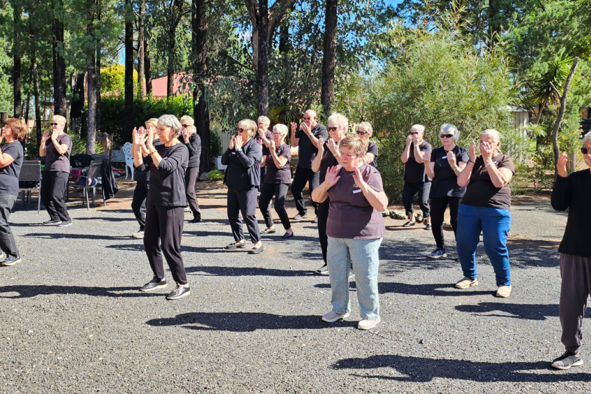 At Gilgandra Garden Club’s May meeting, the group participated in a session conducted by members of the Dubbo Tai Chi practising group. Photo supplied.