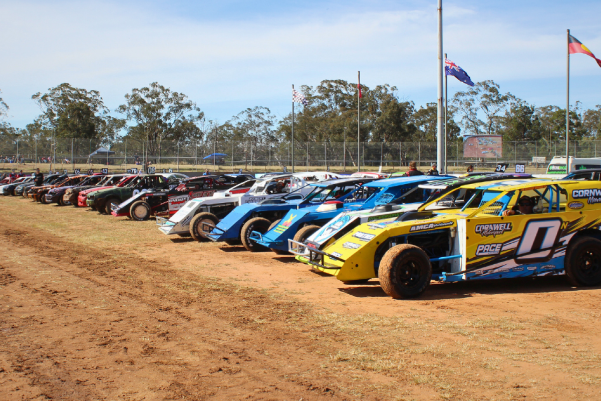 It’s not often all the drivers and vehicles are on the speedway track together however, at the re-opening everyone took to the track for a special moment.
