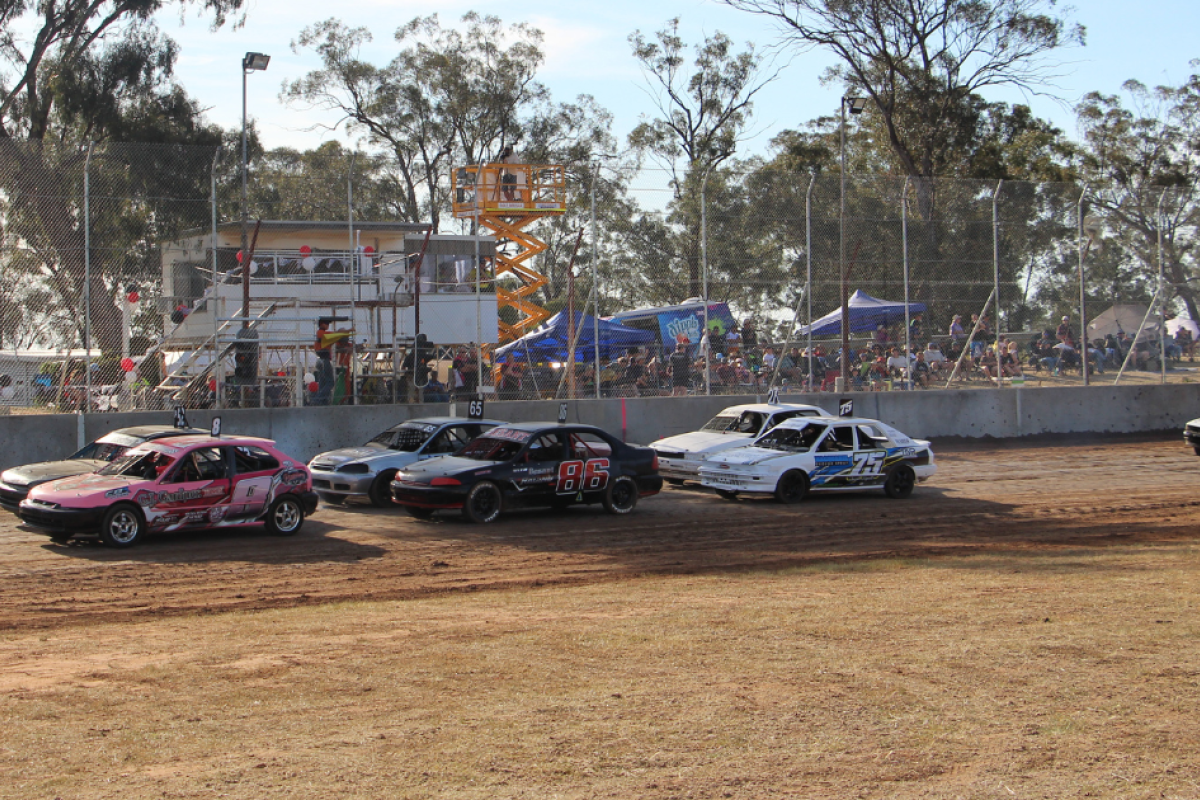 Gilgandra’s Isobelle Jennar (8) leading the pack in the Fast Fours at Gilgandra Speedway. She went on to win the event later in the night. Photos by The Gilgandra Weekly: Lucie Peart.
