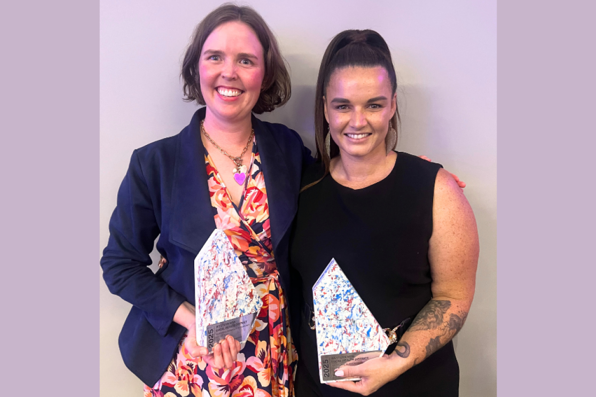 Nurse/Midwife Researcher of the Year recipient Catherine Leahy with and Aboriginal Nurse/Midwife of the Year, Gilgandra’s Amy Sutherland. Photo: WNSWLHD.