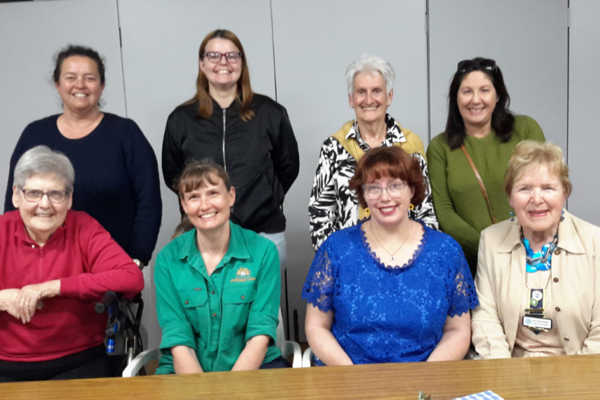 Gilgandra Country Women’s Association Evening Branch’s new officebearers for 2024/25. Front row: handicraft officer Faye Morton; treasurer Rebekah Makila; president Jessica Reed; and vice-president Hilda Newstead. Back row: agricultural officer Maddie Foran; cultural officer Haylee Bishop; international officer Helen Oates; and cookery officer Jennie White. Photo by Gilgandra CWA Evening Branch.