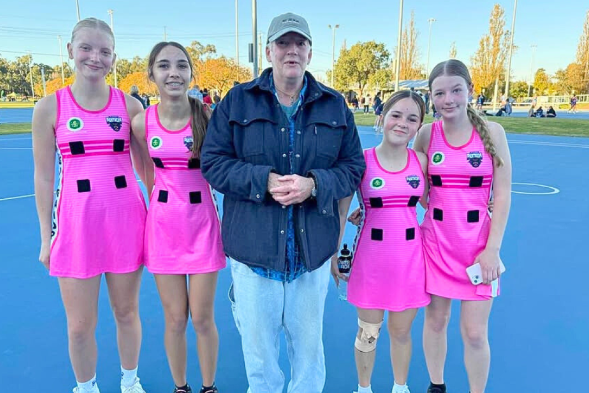 Chloe Eason, Skyla Carr, Ruby Lamb, and Cardi Howard with teach Ms Kate Blunt who was on hand to watch all three Panther games.