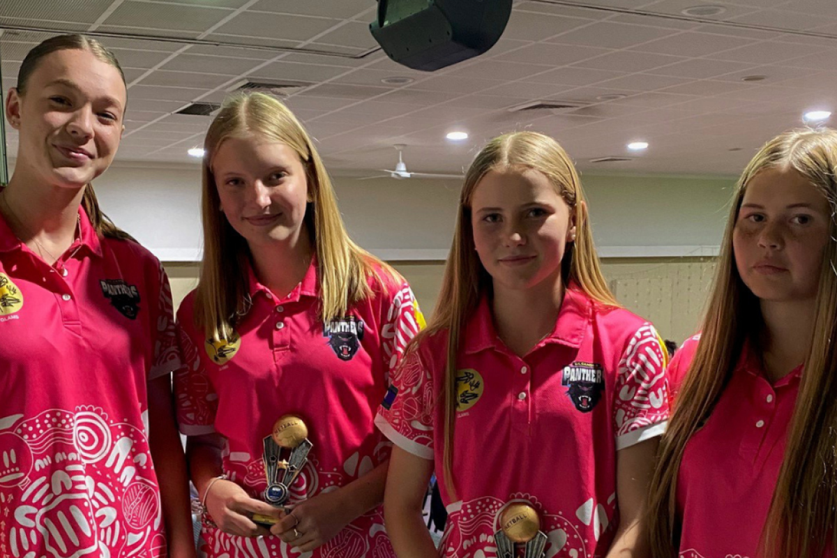 U14s netball: coach Sienna Marchant with MVP Chloe Eason, Most Consistent Lara Duff, and Coaches Award recipient Kaleah McEwen. All photos supplied.