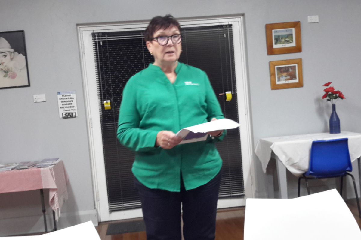 Guest speaker at the September meeting Barbara Brown, assistant manager at Western Women’s Domestic Violence Court Advocate Service. Photo supplied.