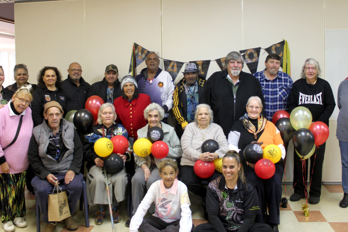 Organisers and attendees of the NAIDOC Week Elders Luncheon stand together in celebration of culture and community after a wonderful three-course lunch. Photos by The Gilgandra Weekly: Nicholas Croker.