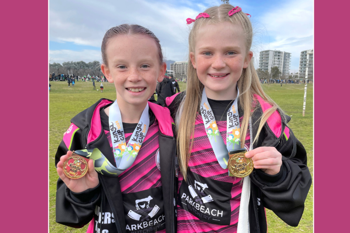 Regan Godber and Katie Colwell competed last year at Kanga Cup and this year they won their division again making them back-to-back under 10 champions. They played eight games during the course of the week. Photos supplied.
