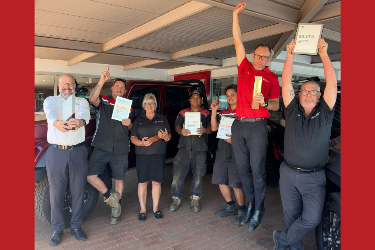 The Gilgandra Toyota team celebrating their wins at the recent Toyota Dealer of the Year Awards. Photos by Dubbo City and Gilgandra Toyota.