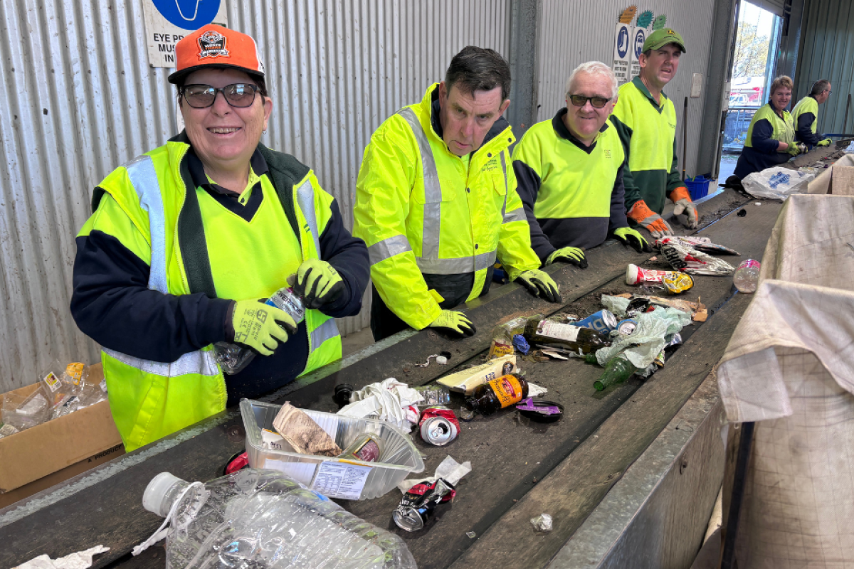 Residents are reminded to think about how they can help the Carlginda Enterprises employees who hand-sort recycling at the Gilgandra Waste Facility. Photos by The Gilgandra Weekly: Lucie Peart.
